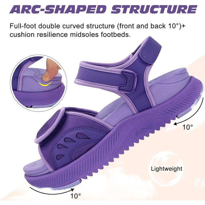 Жіночі сандалі ONCAI Wander з ортопедичною устілкою та підтримкою склепіння стопи, фіолетові, розмір 43 EU