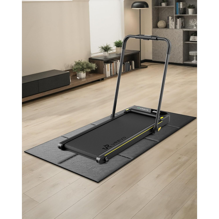 Складаний захисний килимок для бігової доріжки та тренажерів UREVO, 65 × 160 см, товщина 6 мм, протиковзний підкладник для фітнес-обладнання та йоги, чорний