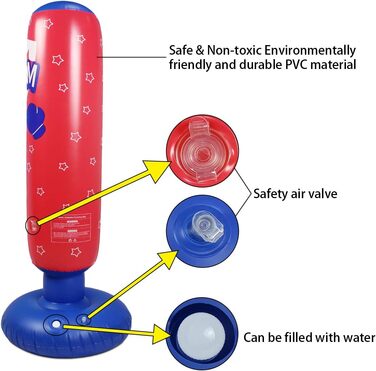 Дитячий боксерський мішок на підставці, 125 см, червоний. Мішок для кікбоксингу, боксерський манекен, іграшки для активного відпочинку, спортивні подарунки для хлопчиків