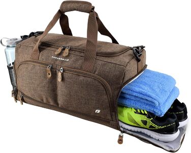 Спортивна сумка FocusGear Ultimate Gym Bag 2.0, водостійка, 10 відділень, середній розмір, зелена/коричнева, 29,8x26,7x50,8 см
