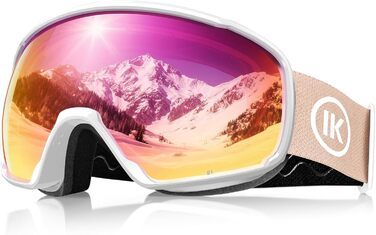 Окуляри гірськолижні Innerking OTG, Anti-Fog & UV400, для корекції зору з подвійним склом, чоловічі/жіночі/підліткові, для катання на лижах та сноуборді A1 – Чорний/Срібний (VLT 11 %) (A3 – Білий/Рожевий (VLT 46 %))