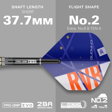 Дартси Target Raymond Van Barneveld Chrono, 95% вольфрам, 18/20 г, набір для електронних дартсів з кейсом Takoma та аксесуарами, м'які накінечники Pixel