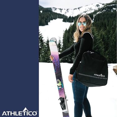 Набір Athletico: Чохол для лиж (до 200 см) і окрема сумка для черевиків (до 47 розміру), чорний, з ущільненням для захисту, для транспортування та зберігання лижного спорядження