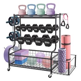 Стійка для гантелей Leogreen, полиця для килимків для йоги, багатофункціональний органайзер для гантелей, килимків, ролерів та гир, для дому