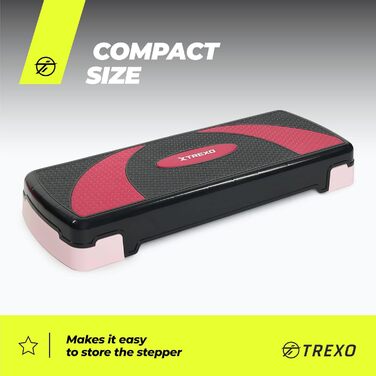 Аеробічний степ TREXO 78x30 см, регульований, поліпропілен, рожевий, для фітнесу та кардіо