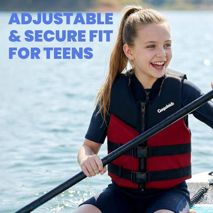 Дитяча жилетка для плавання Gogokids Junior 30-50 кг, червона. Neopren жилет для підлітків та дітей 6-11 років, для каякінгу, SUP та басейну.