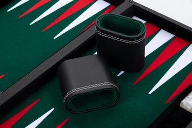 Набір для гри в шашки (бекґеммон) Engelhart Luxus – зелений/червоний/білий, 38 см, штучна шкіра