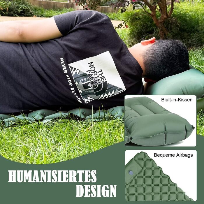 Надувний килимок для кемпінгу Isomatte Ultraleicht - самонадувний, легкий, зелений