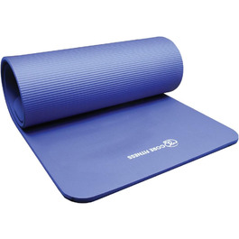 Фітнес-мат Fitness Mad для йоги та гімнастики, синій, 182×58 см, NBR піна, антибактеріальна поверхня, з ременем для перенесення, для дому і спортзалу