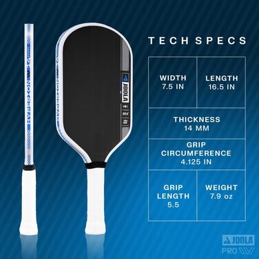 Ракетка для піклболу JOOLA Hyperion Pro IV, 14 мм, Tech Flex Power, Aero-Kurve, сертифікована UPA-A, USAP