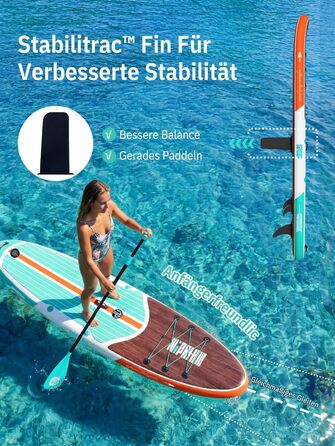 Надувне SUP-борд Niphean з сидінням та аксесуарами, 320 см, для 2 осіб, 200 кг, Classic Wood Grain, StabilTrac-Fin