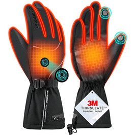 Гріючі рукавички з підігрівом 7.4V 3000mAh для жінок та чоловіків, вітронепроникні, з підігрівом, акумуляторні, для мотоциклів, катання на лижах, кемпінгу, чорні