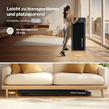 Walking Pad Smart KI: компактний біговий тренажер 2-в-1 для дому та офісу | LED-дисплей, пульт керування, 6 км/год, до 120 кг