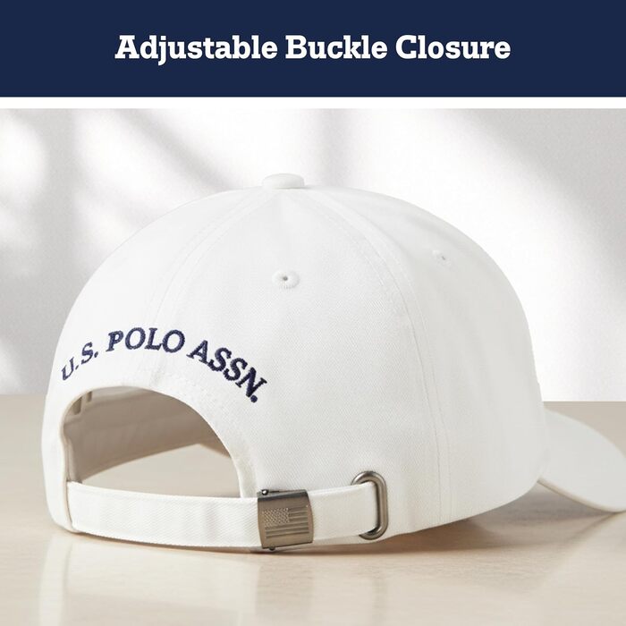 Чоловіча бейсболка U.S. Polo Assn. з логотипом Pony, 100% бавовна, регульована, біла (One Size)