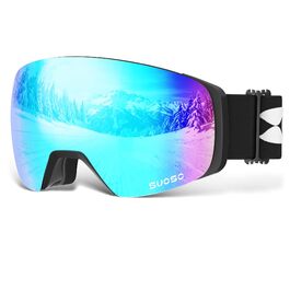 Скі-маска Suoso OTG для чоловіків та жінок - скі-окуляри з UV-захистом, антизапітніння, сумісні з шоломом, чорно-синій