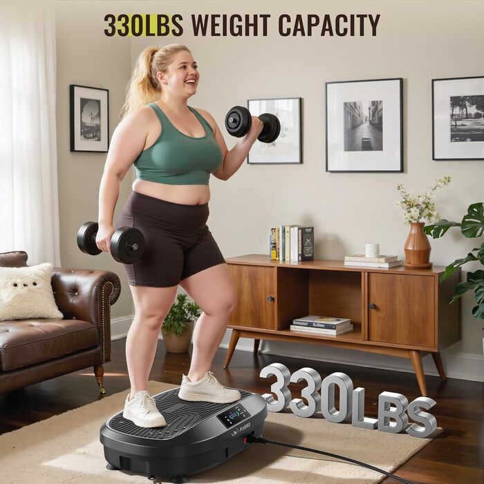 Платформа для вібраційного тренування FLYBIRD – Тест-переможець 2025, 120 швидкостей, 150 кг, дистанційне керування, для жінок, нарощування м'язів та лімфодренаж, чорний