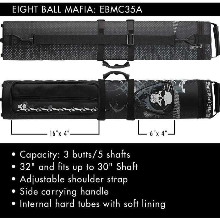 Чохол для бильків Eight Ball Mafia Action Cue Cases - 3B/5S - EBMC35A - Чорний