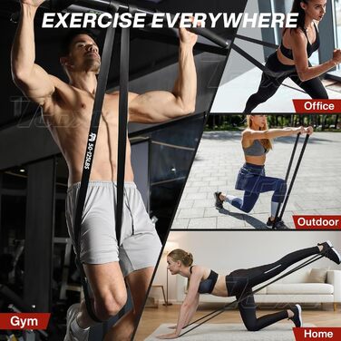 Набір еластичних стрічок для фітнесу, 6 рівнів опору, з ручками та фіксатором для дверей, для силових тренувань, бодібілдингу та домашньої гімнастики