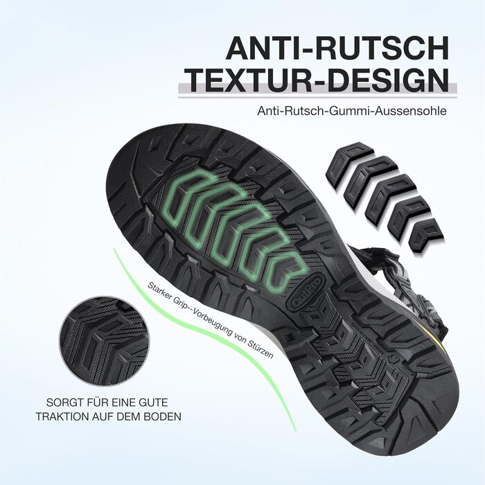 Сандалі жіночі спортивні Trekking Damen Schwarz для активного відпочинку та подорожей, з підтримкою склепіння стопи, чорні, 42 EU