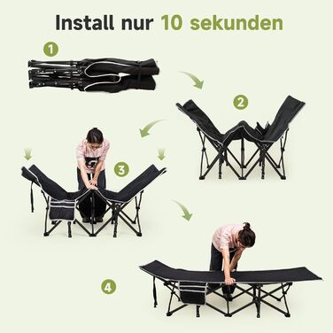 Ліжко-розкладачка Warmiehomy XXL з матрацом для дорослих, гостьове ліжко, широке, міцне, для кемпінгу, відпочинку, офісу, саду, сіре, з матрацом