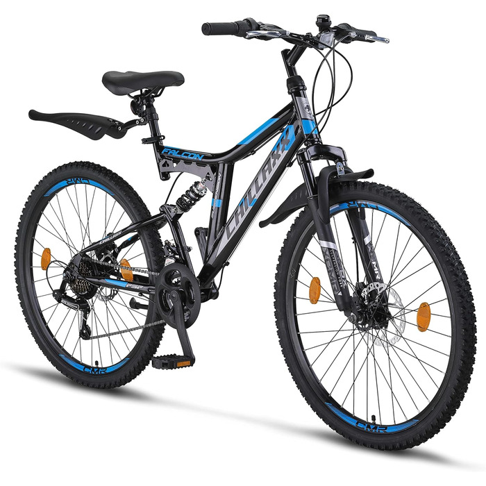 Гірський велосипед Chillaxx Falcon Premium 24, 26, 27.5, 29 дюймів для хлопців, дівчат, жінок та чоловіків, дискові гальма, 21 швидкість, повна амортизація