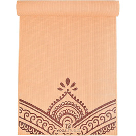 Килимок для йоги Von Yoga Studio з малюнком Мандала, 183x61 см, 6 мм, неслизький, з ПВХ, Paisley Peach Fuzz