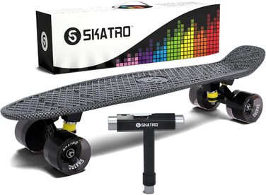 Скейтборд Skatro Mini-Cruiser 22 дюйми, пластиковий, ретро-стиль, Grey Thunderstorm