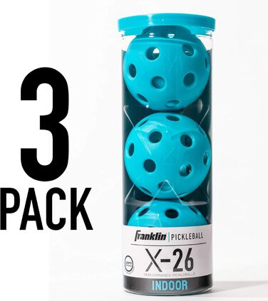 Піклбол м'ячі Franklin Sports X-26 для залу, 3 шт, сині, USAPA, турнірні, кілька кольорів