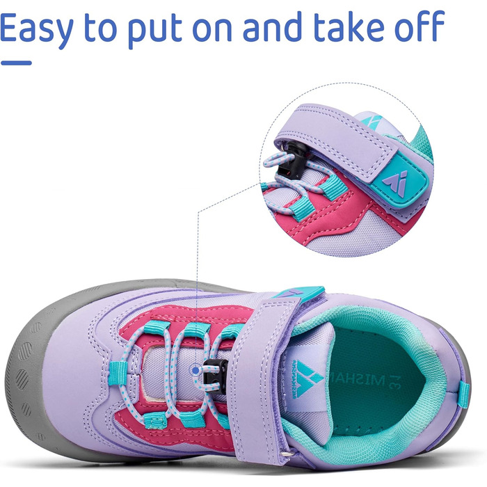 Дитячі трекінгові кросівки Mishansha для активного відпочинку, спорту та прогулянок. Зелені кросівки для дівчаток, розмір 29 EU, фіолетовий колір. Легкі та зручні кросівки для туризму та повсякденного носіння.