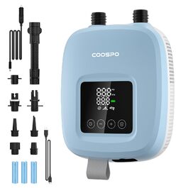 CooSpo Електричний насос для SUP дошки та каяка 20 PSI з акумулятором, блакитний