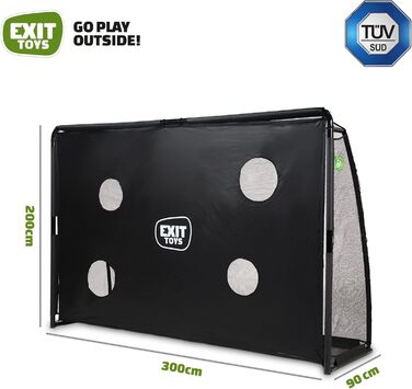 Дитячі футбольні ворота EXIT Toys Finta 300x200 см, сталеві, для тренувань у саду, з анкерною системою, чорні