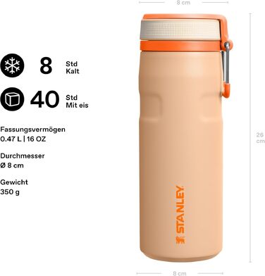 Термос-пляшка STANLEY 1913 IceFlow Bottle Twist Flip 0.47л, помаранчева (Orange Sherbet)