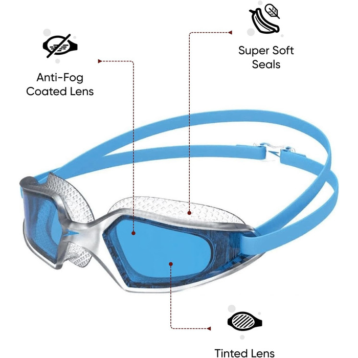 Окуляри для плавання Speedo Hydropulse | Унісекс | Зручна посадка | Регульована конструкція | Діоптрії 4.5 | Розмір M