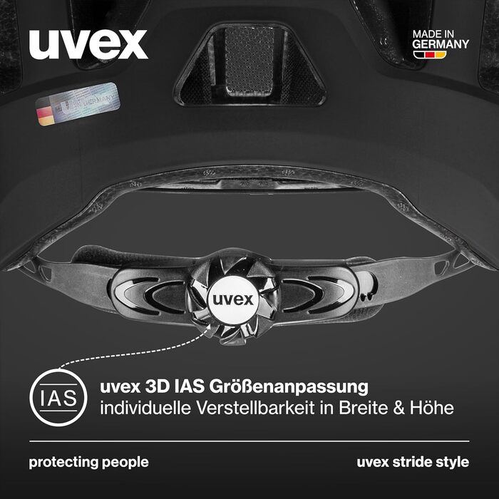 Велосипедний шолом Uvex Stride Style, універсальний, чорний матовий, 59-61 см, індивідуальне регулювання розміру, надійний та безпечний