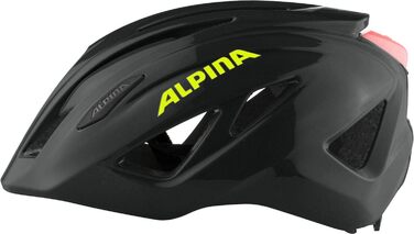 ALPINA PICO FLASH – Дитячий велосипедний шолом із підсвіткою, легкий, ударостійкий, з антимоскітною сіткою, чорний-неоновий, глянцевий, розмір 50-55 см