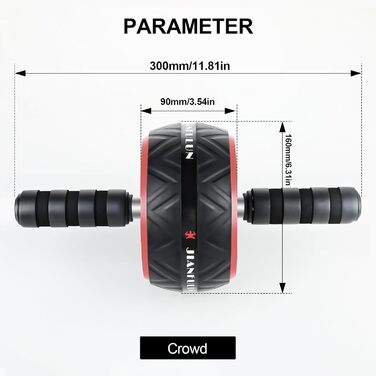 Ролер для пресу AB Roller - тренажер для пресу з килимком для колін - неслизьке обладнання для тренування пресу вдома - підходить для початківців та професіоналів (чорний та червоний)