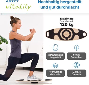 Балансувальна дошка ARTZT vitality Wobblesmart, регульована, для реабілітації, профілактики та тренувань, 75x25 см