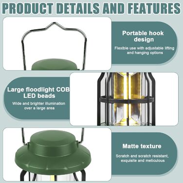 LED кемпінговий ліхтар 2 шт. - портативний, регульований, 3 режими, водонепроникний (IPX4), для риболовлі, туризму, надзвичайних ситуацій