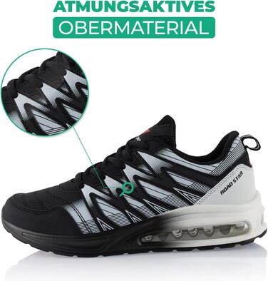 Спортивні кросівки для жінок та чоловіків з амортизацією, легкі бігові кросівки (42 EU, чорний/чорний/білий)