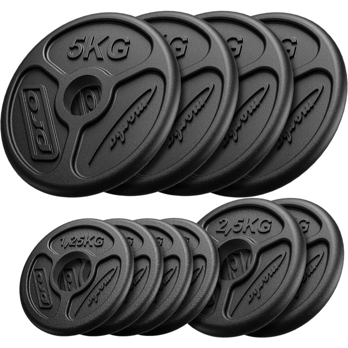 Комплект млинців для штанги Marbo Sport Olympia з чавуну, Ø51 мм, 2×25 кг