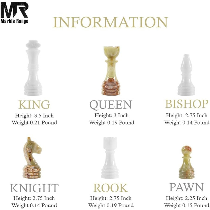 Шаховий набір з мармуру для дорослих, ручної роботи Verona & Green Onyx: ігровий набір з 32 фігурами, 2 додаткові королеви, коробка для зберігання
