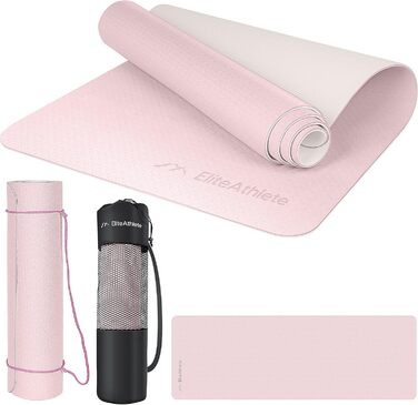 Килимок для йоги EliteAthlete Sportmatte: фітнес, пілатес, гімнастика - 183x61x0.6 см з чохлом Spring Blooms Light Sand