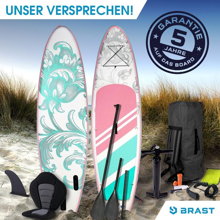 Жіноча надувна SUP-дошка BRAST 300 см з аксесуарами: 2в1 весло, сидіння для каяка, кріплення для екшн-камери, насос, рюкзак