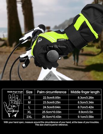 Зимові рукавички INBIKE з Thinsulate, Winddicht, сенсорний екран, для велоспорту, катання на лижах та сноуборді, IF966, Зелений, M