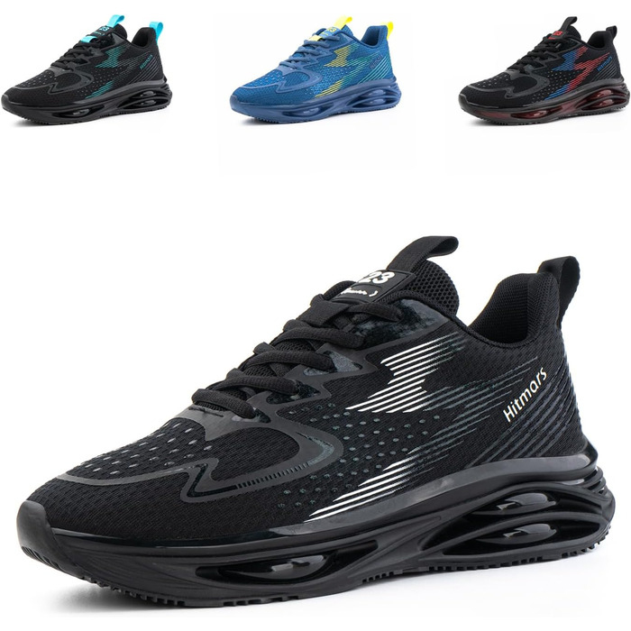 Кросівки для бігу Hitmars для чоловіків: спортивні, легкі, дихаючі, для вулиці, фітнесу та відпочинку. Розміри EU 39-46 (Чорний/Білий)