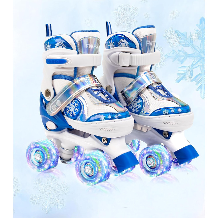 Дитячі ролики FWFX, регульовані, світлові, для залу та вулиці, розмір S (EU 28-31) / M (EU 32-36), блакитні