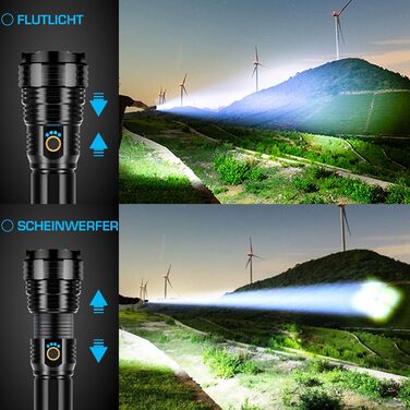 Ліхтарик LED Glarylight 600000 Люмен, XHP70.2, USB, IPX7, Zoom, для активного відпочинку та надзвичайних ситуацій