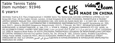 Стіл для настільного тенісу vidaXL 5 футів, складаний, з сіткою, ручкою, 152x76x66 см, синій, МДФ, сталь, для приміщень