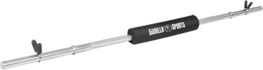 Олімпійський гриф GORILLA SPORTS 170 см з подушкою для шиї, 200 кг, хромований, насічка, діаметр 30 мм, з гвинтовими і пружинними замками — штанга для силових тренувань
