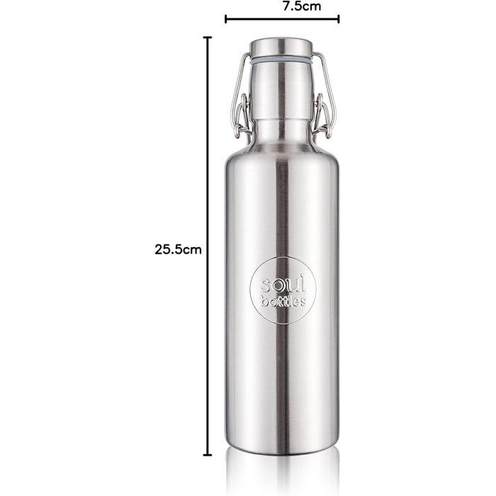 Пляшка для води Soulbottles Steel Light 0,75 л срібляста, з нержавіючої сталі, екологічна, без пластику, герметична
